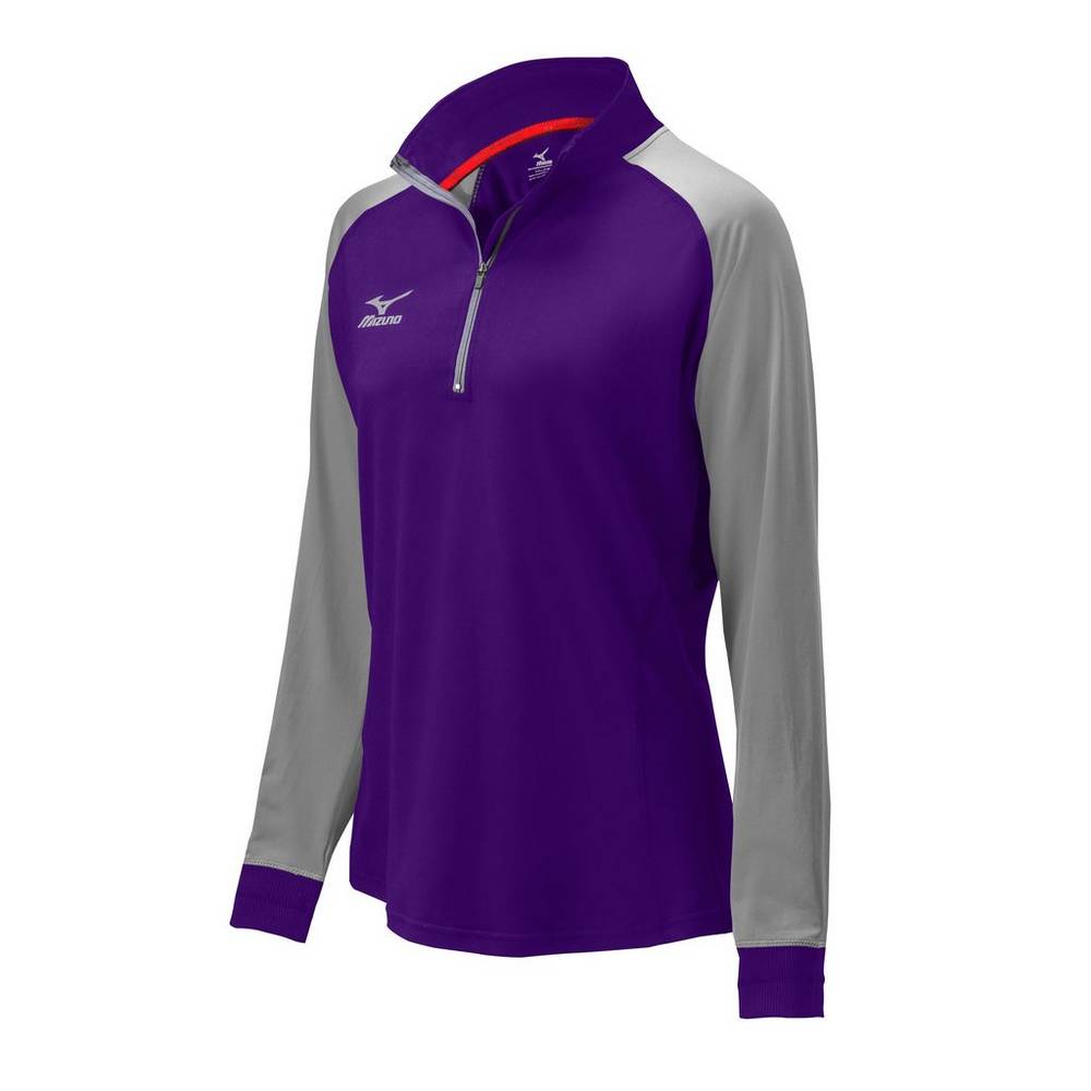 Chaqueta Mizuno Prime 1/2 Zip Mujer Moradas/Gris España QVON-89024